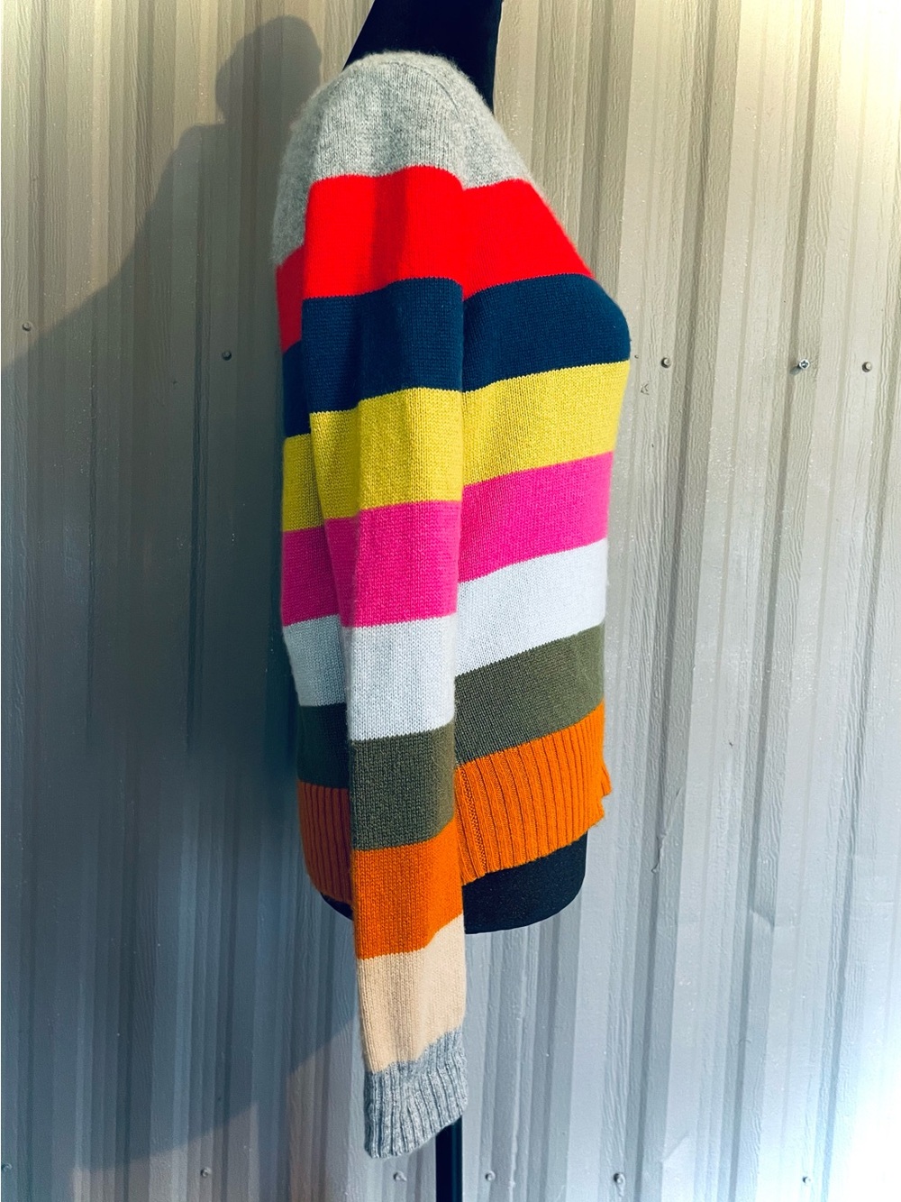 Allude Womens 100% Cashmere Pullover Sweater Colorful Bold Striped SOFT! sz M - Picture 6 of 11